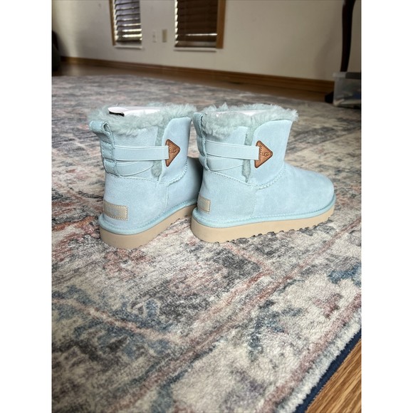 UGG Boots Womens Sz 6 Urchin Flex Bailey Mini Suede Shearling Baby Blue Wool New - Picture 11 of 15